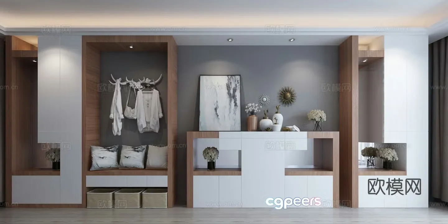 Modern shoe cabinet decoration cabinet multi-function cabinet entrance cabinet hanging decoration 3D model