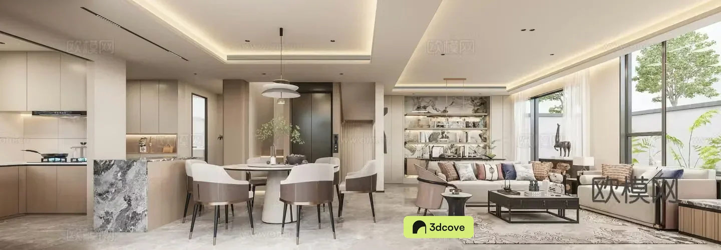 New Chinese style living and dining room