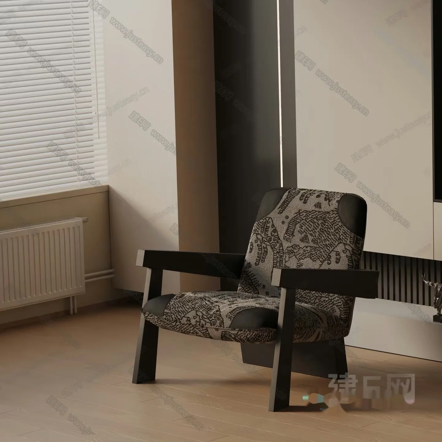 A Black And White Patterned Chair In A Room 3D Model – 2230 – VRAY Render