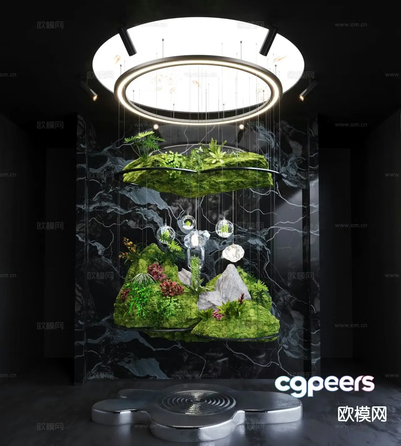 Indoor suspended landscaping moss landscaping 3D model