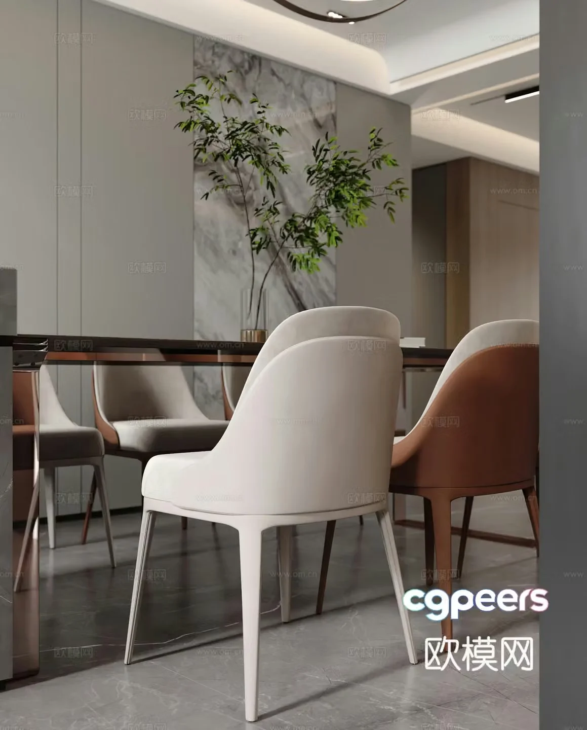 Modern restaurant Dining table Dining chair Light luxury Simple Modern living restaurant G6233d model