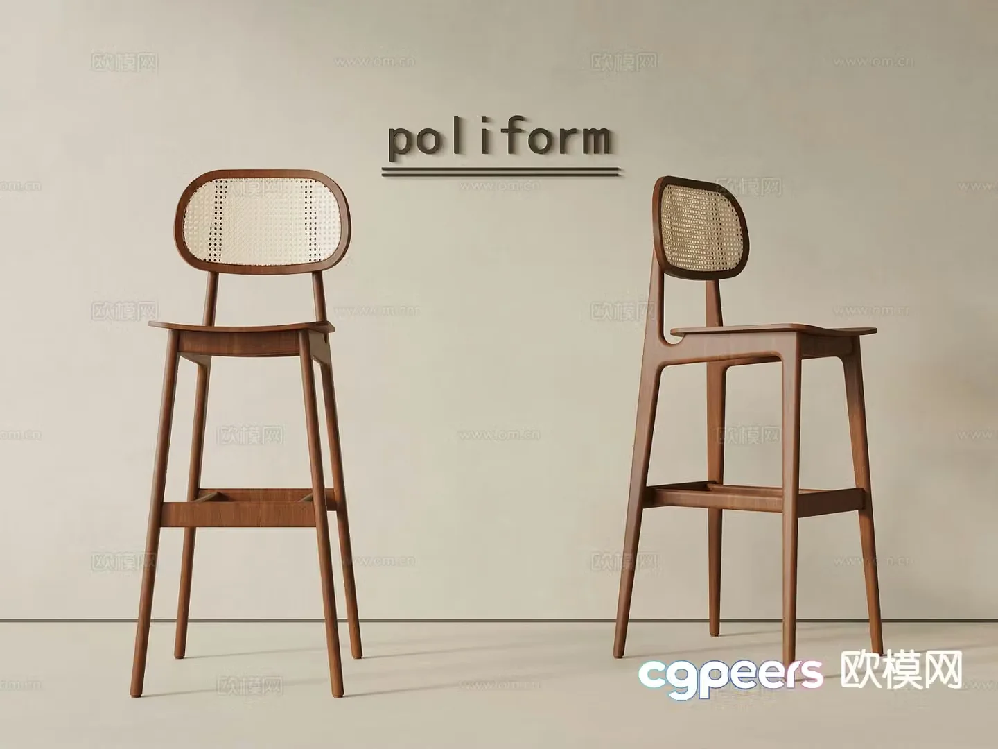 Medieval style bar stool 3d model