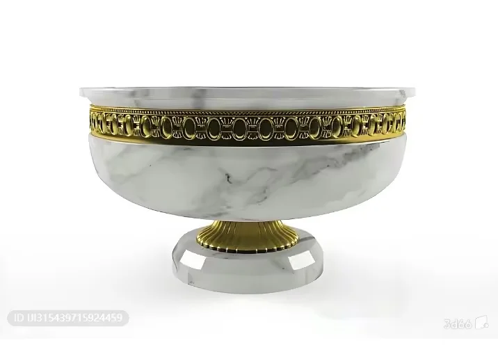 A Decorative Bowl With Gold Accents 3D Model – 4309 – VRAY Render