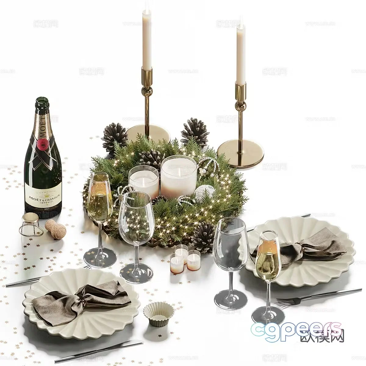 American Christmas tableware 3d model