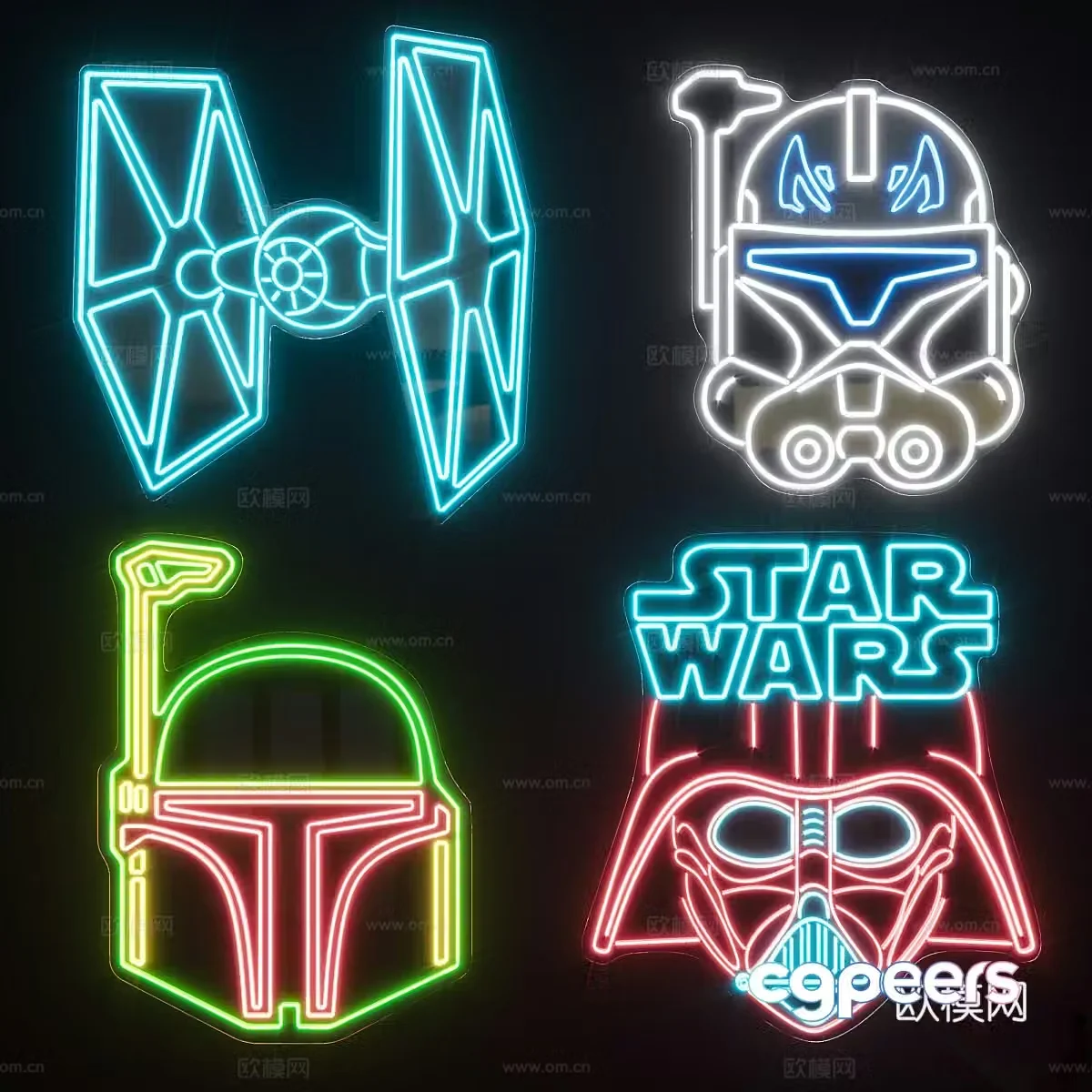 outdoor lights neon lights decorative lights 3d model
