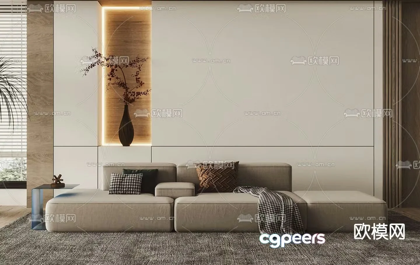 Minotti modern fabric multi-seater sofa 3d model