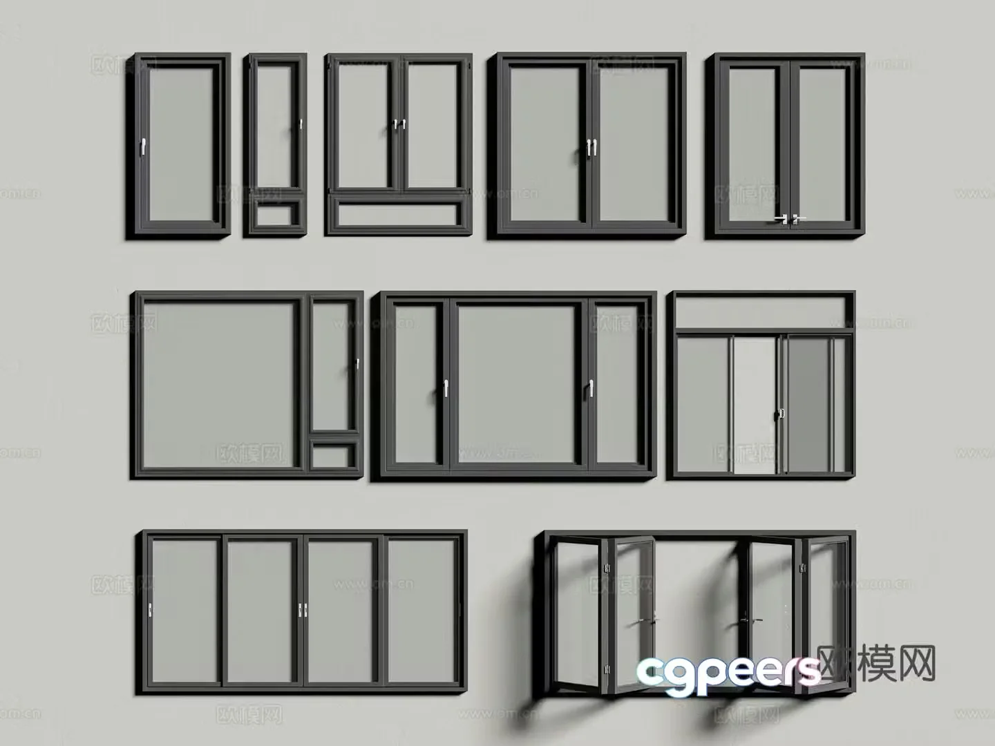 Modern windows broken bridge windows folding windows sliding windows aluminum alloy windows 3D model