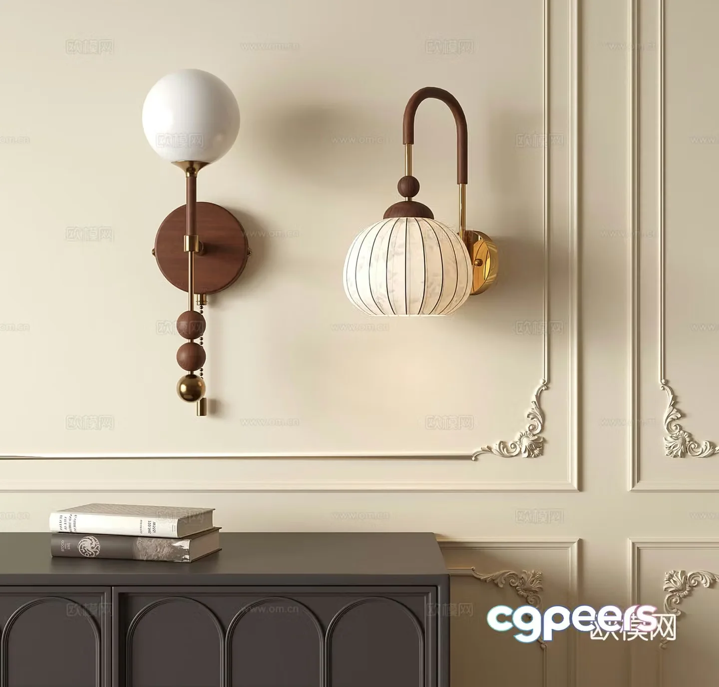 French retro wall lamp wall lamp bedside decorative wall lamp 3d model