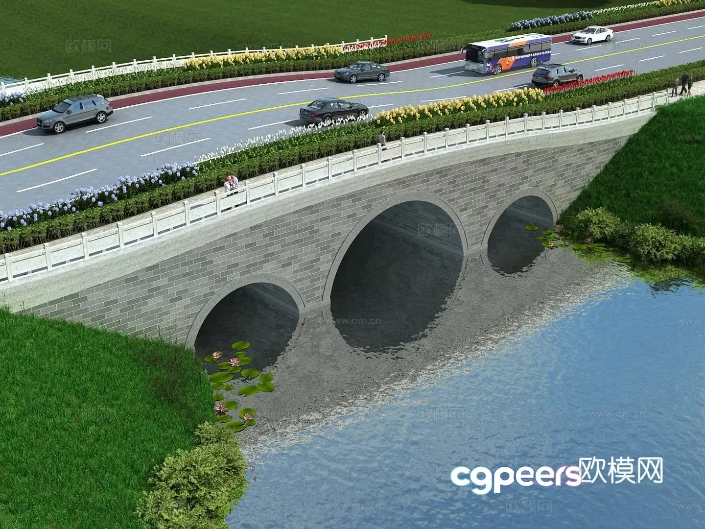 Chinese landscape bridge 3D model