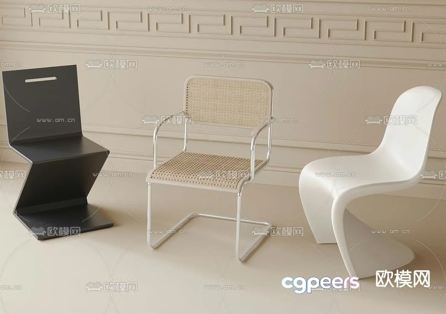 Rattan chair fashionable leisure chair 3d model