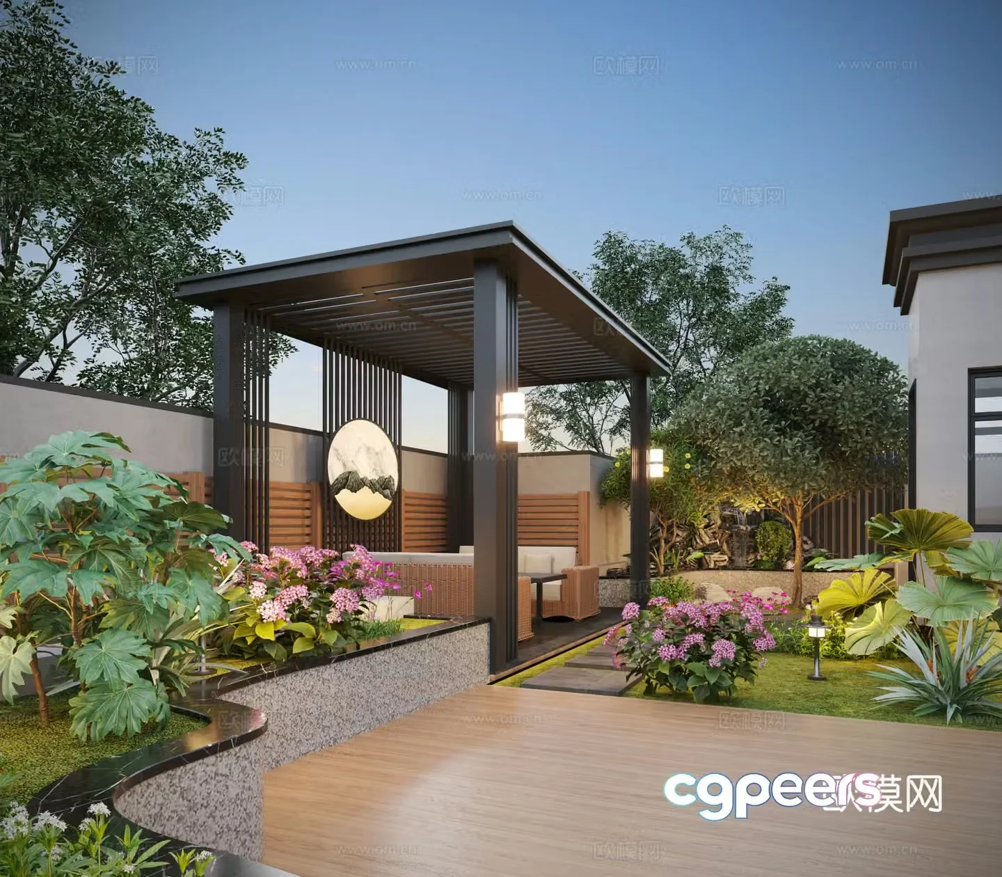 Modern garden landscape 3d model