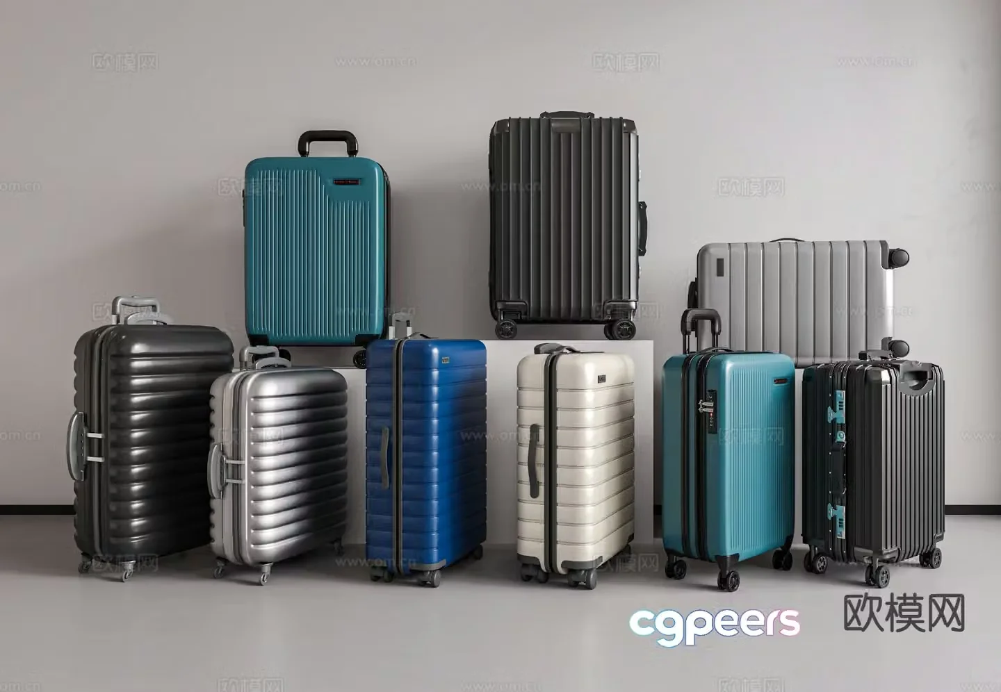 Luggage luggage trolley suitcase password box 3d model