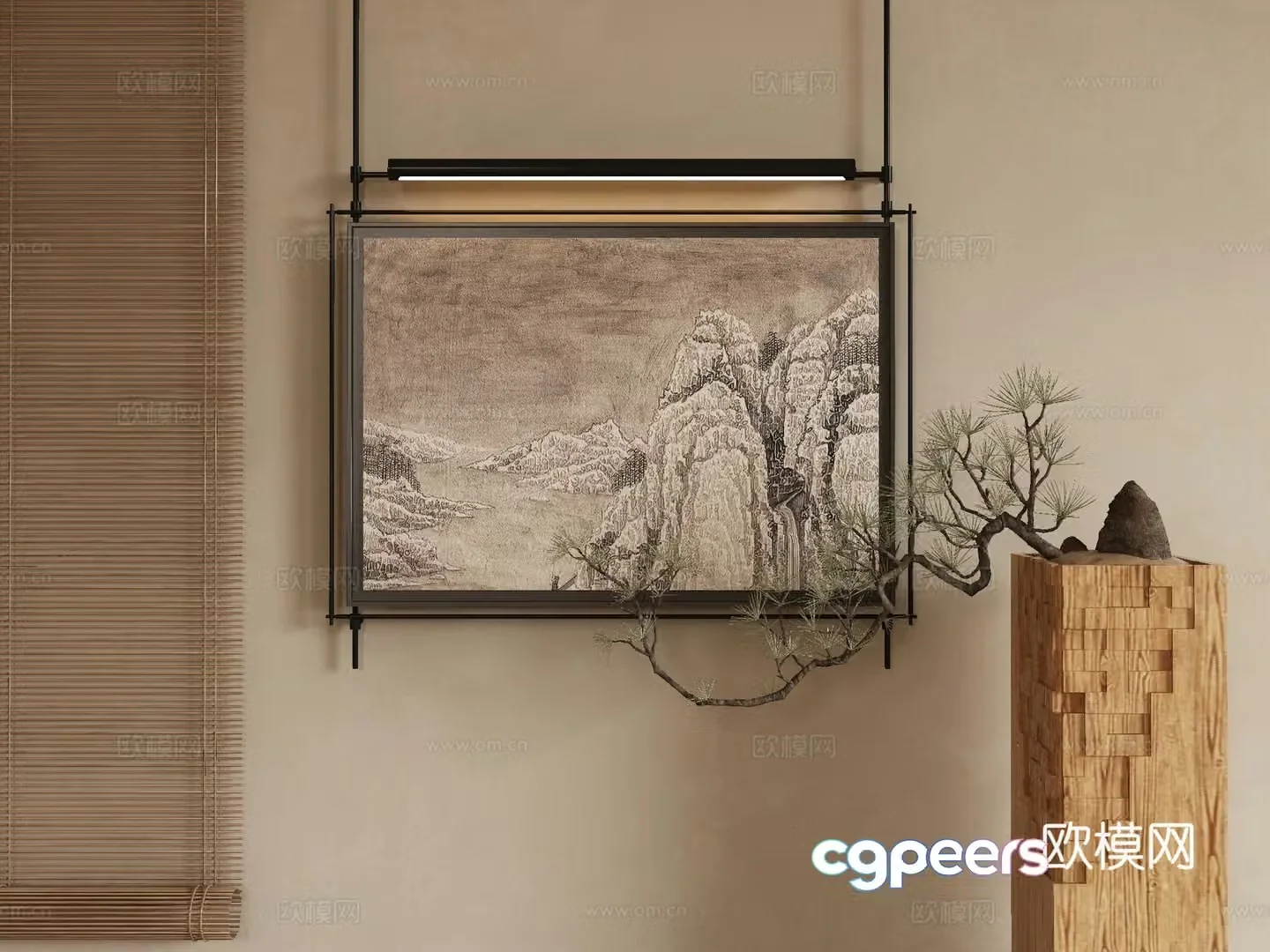 New Chinese style decorative painting 3D model