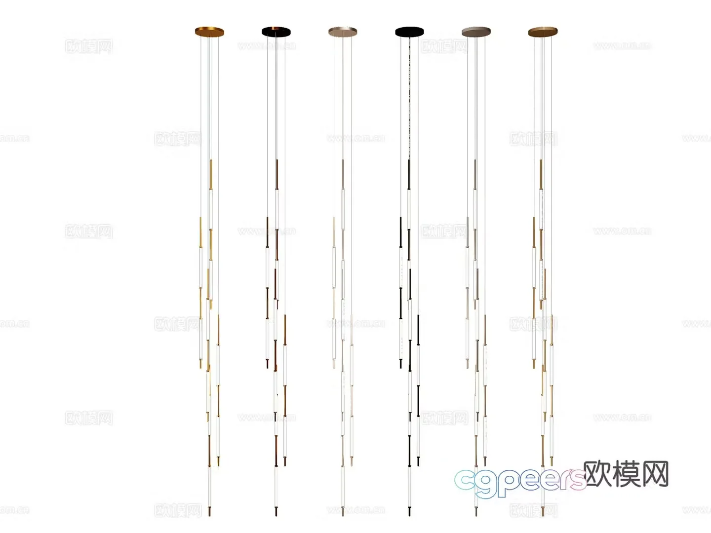 Light luxury small chandelier strip chandelier 3D model