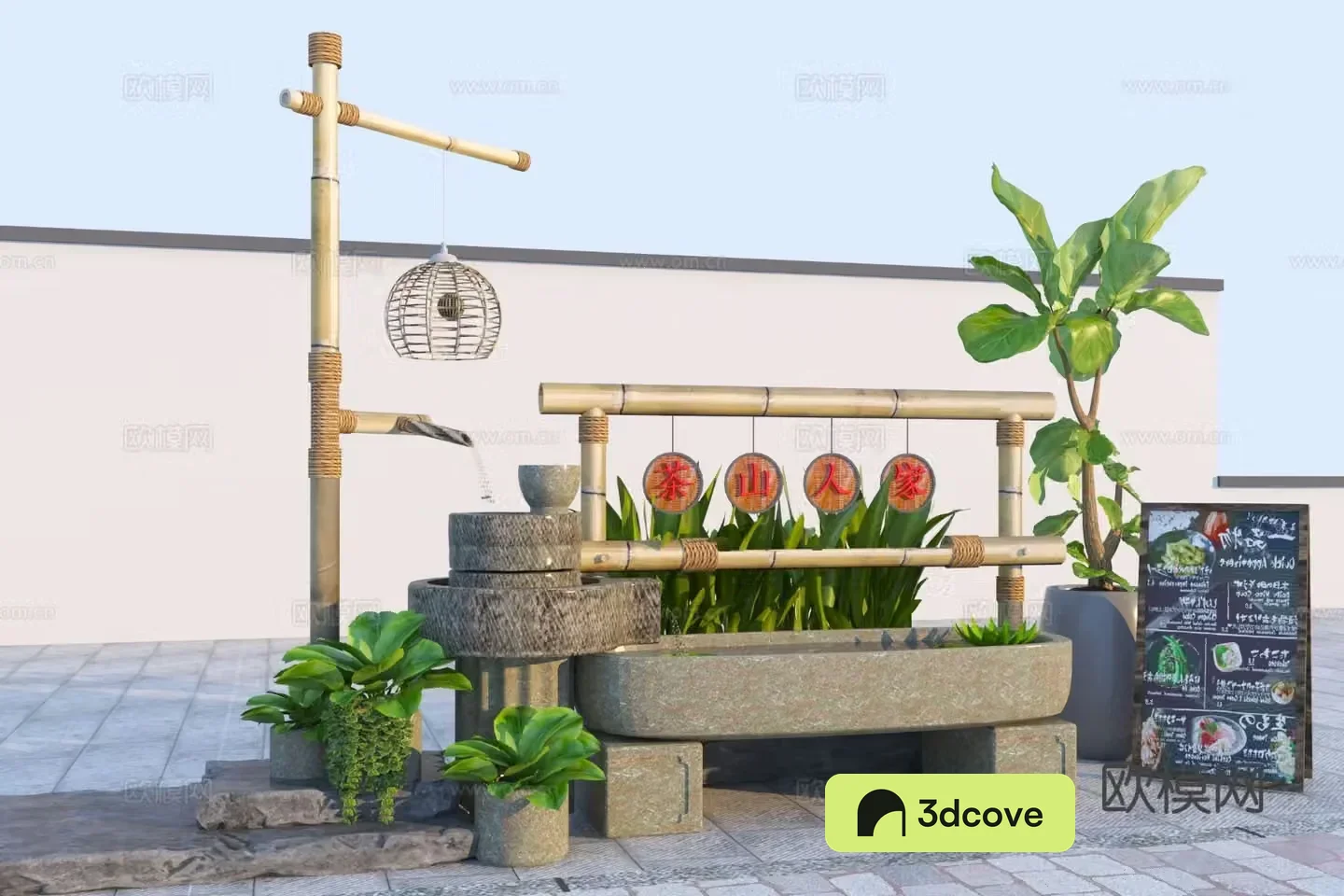 Chinese water bowl sketch landscape sketch 3D model