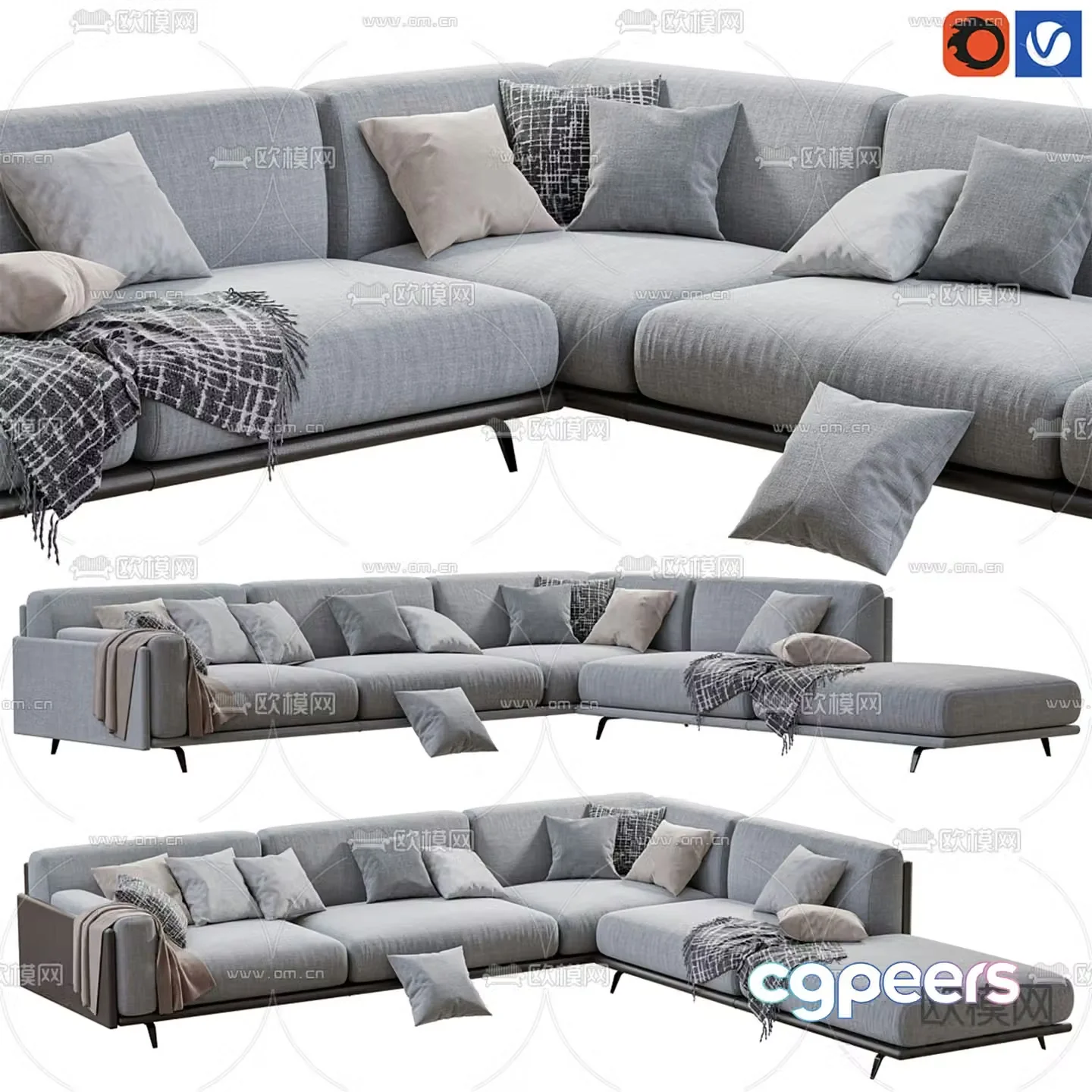 Arflex multi-person sofa corner sofa 3d model