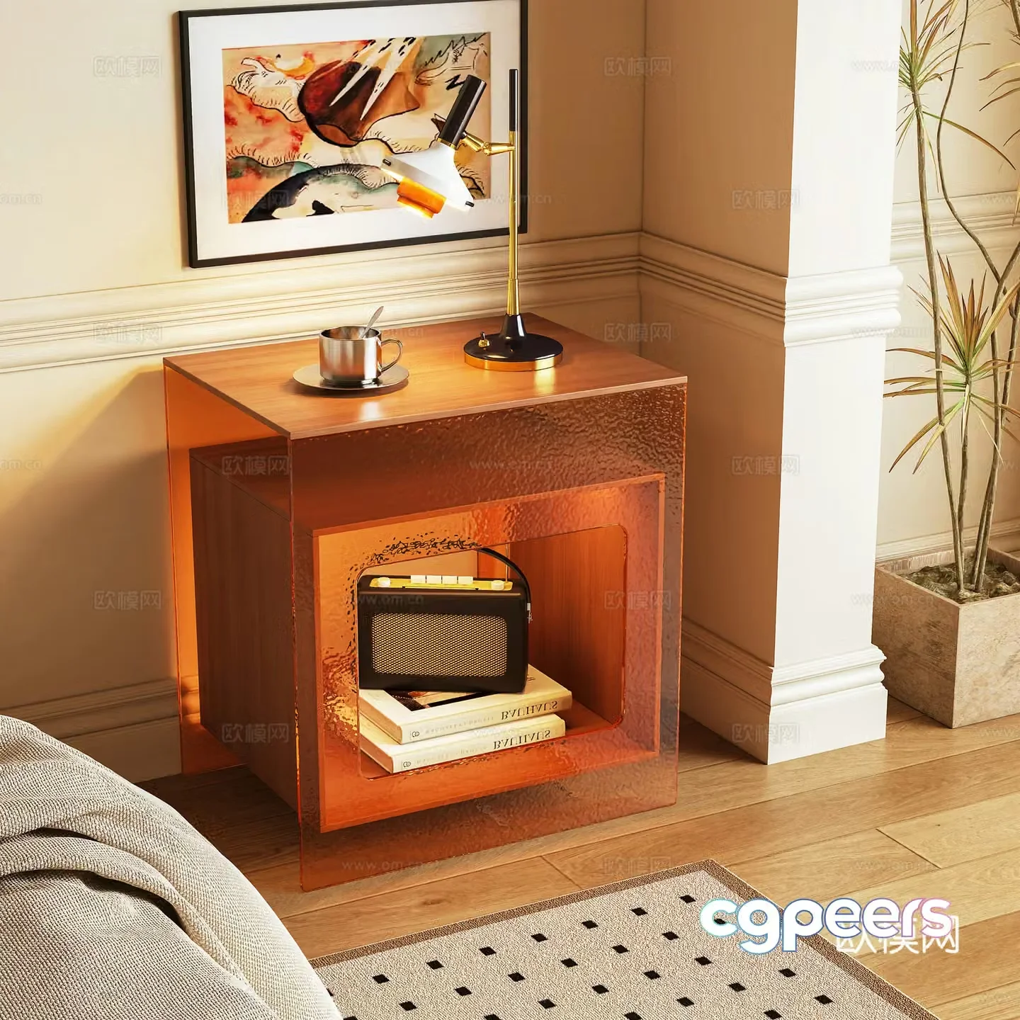 Log wind bedside table 3d model