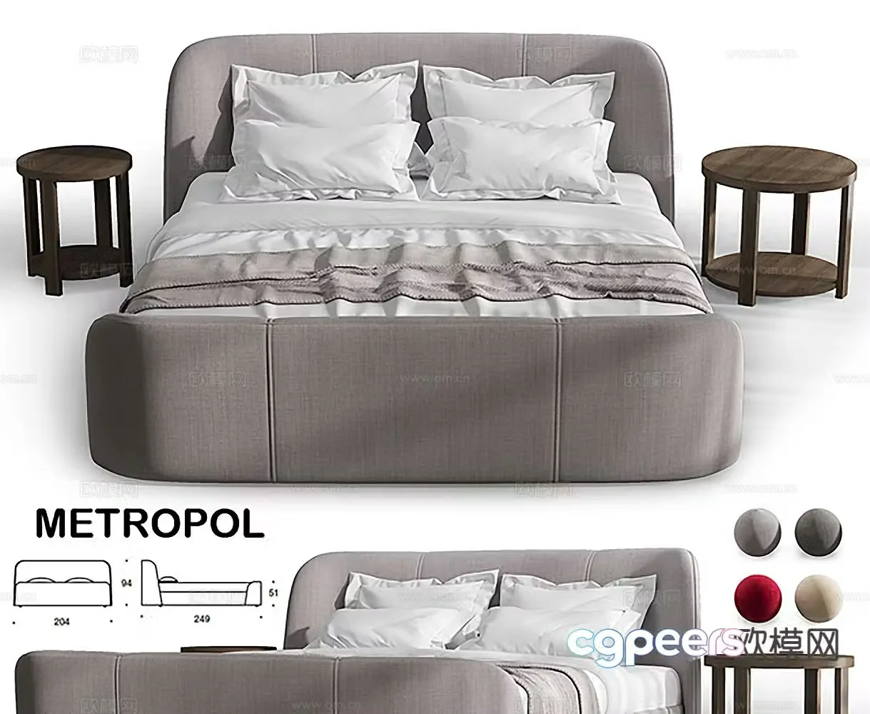 Modern double bed 3d model
