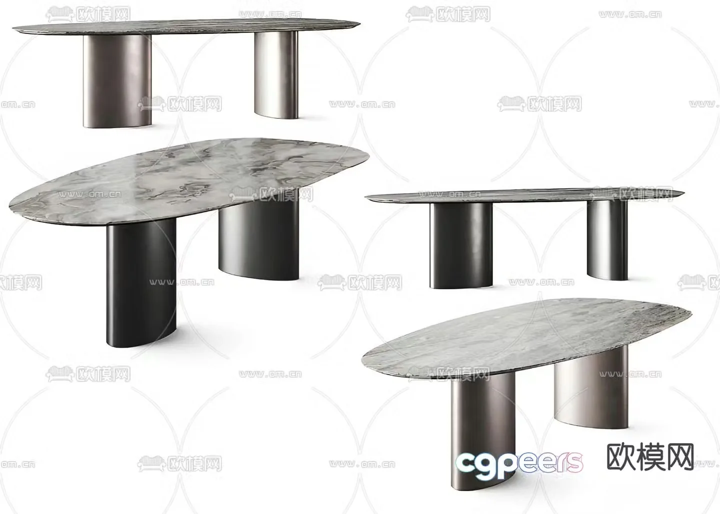 Modern marble dining table oval dining table 3d model