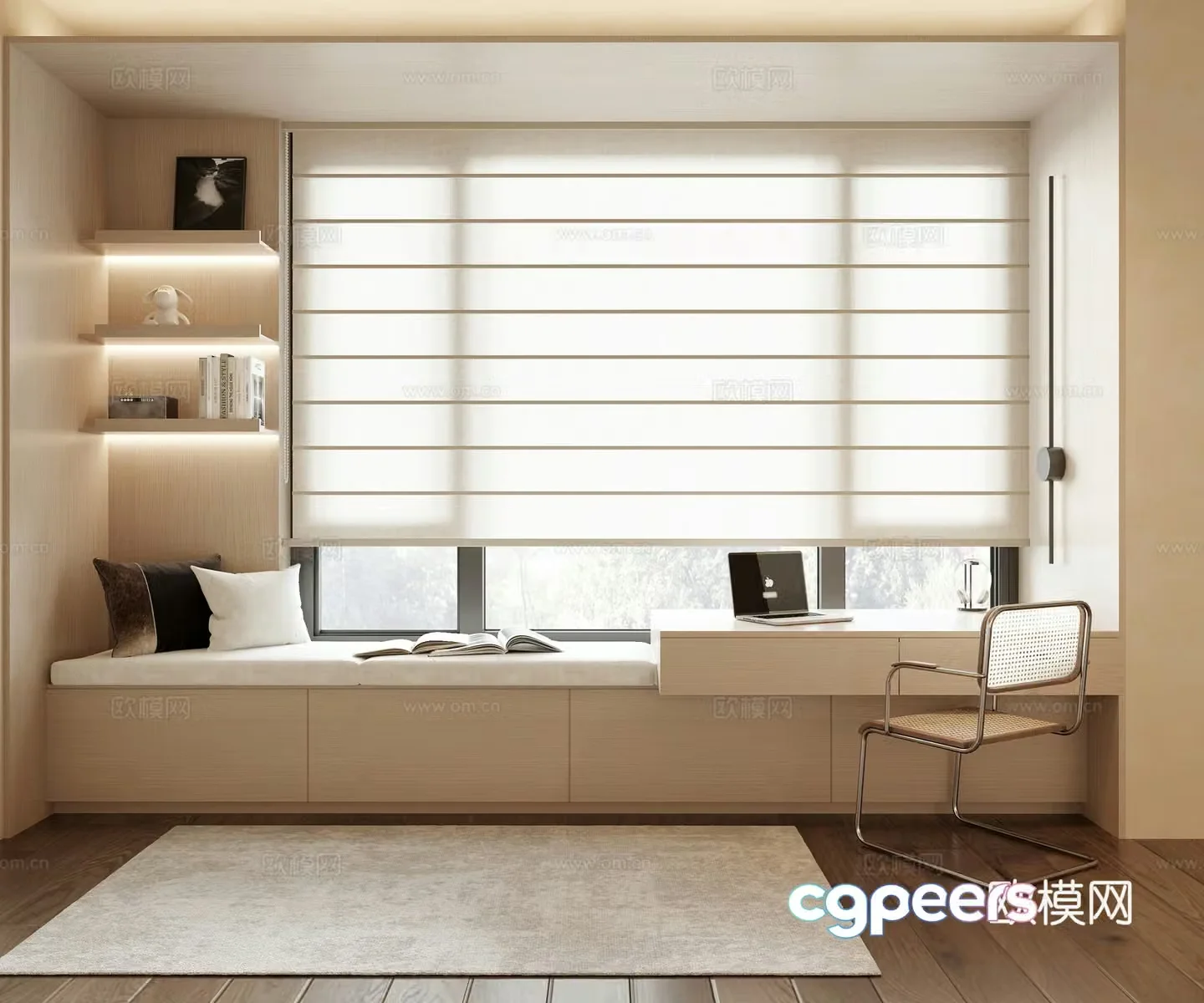 Modern bay window 3d model