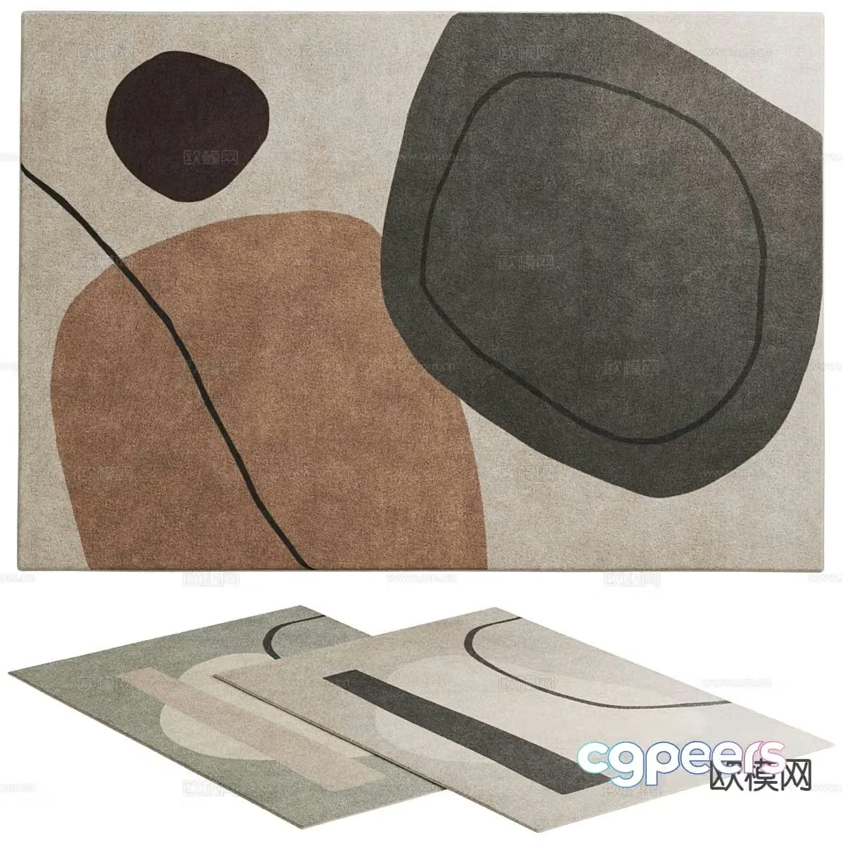 abstract carpet square rug 3d model