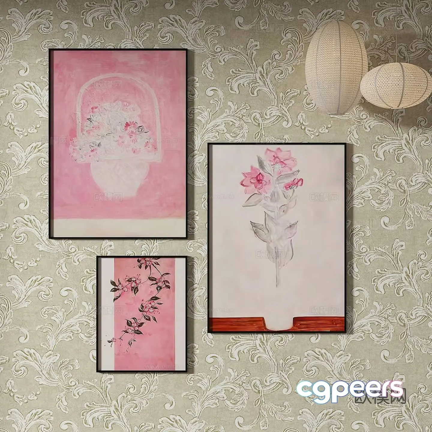 Modern medieval decorative painting 3d model