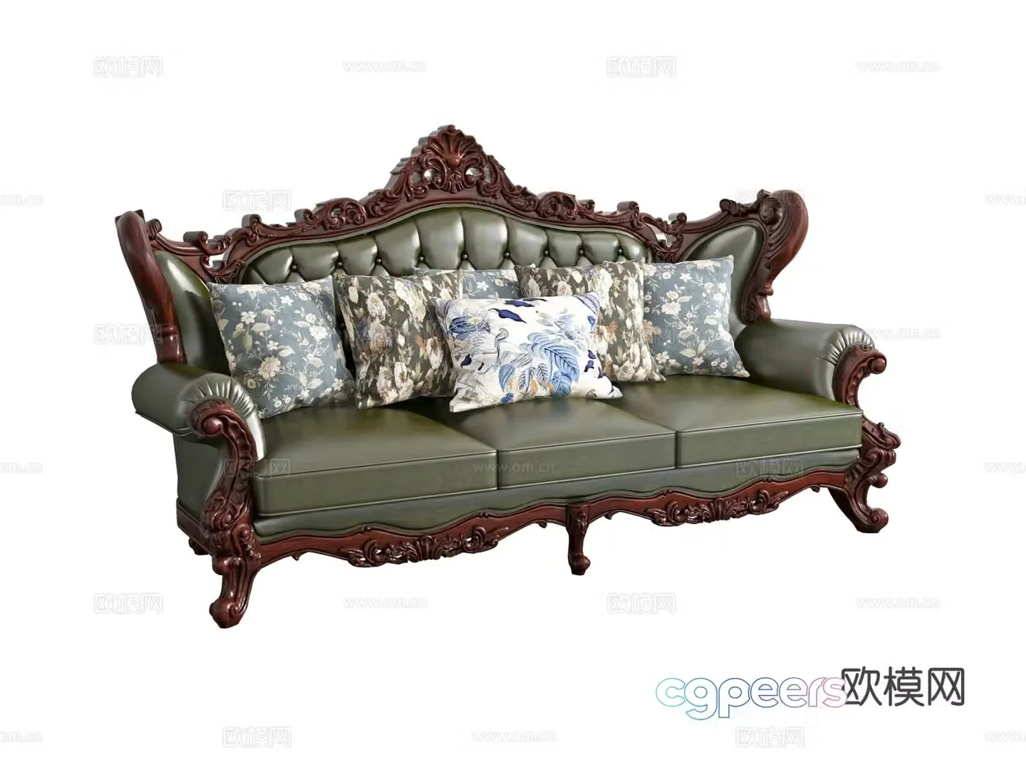 Three seater sofa leather sofa 3d model