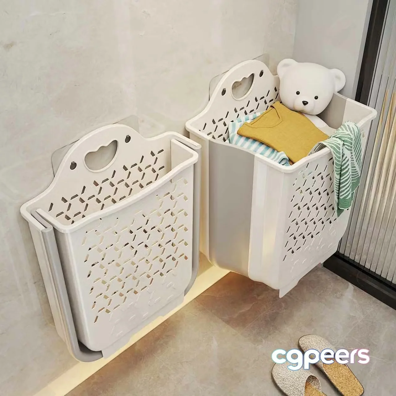 White Laundry Baskets 3D Model – 8651 – VRAY Render