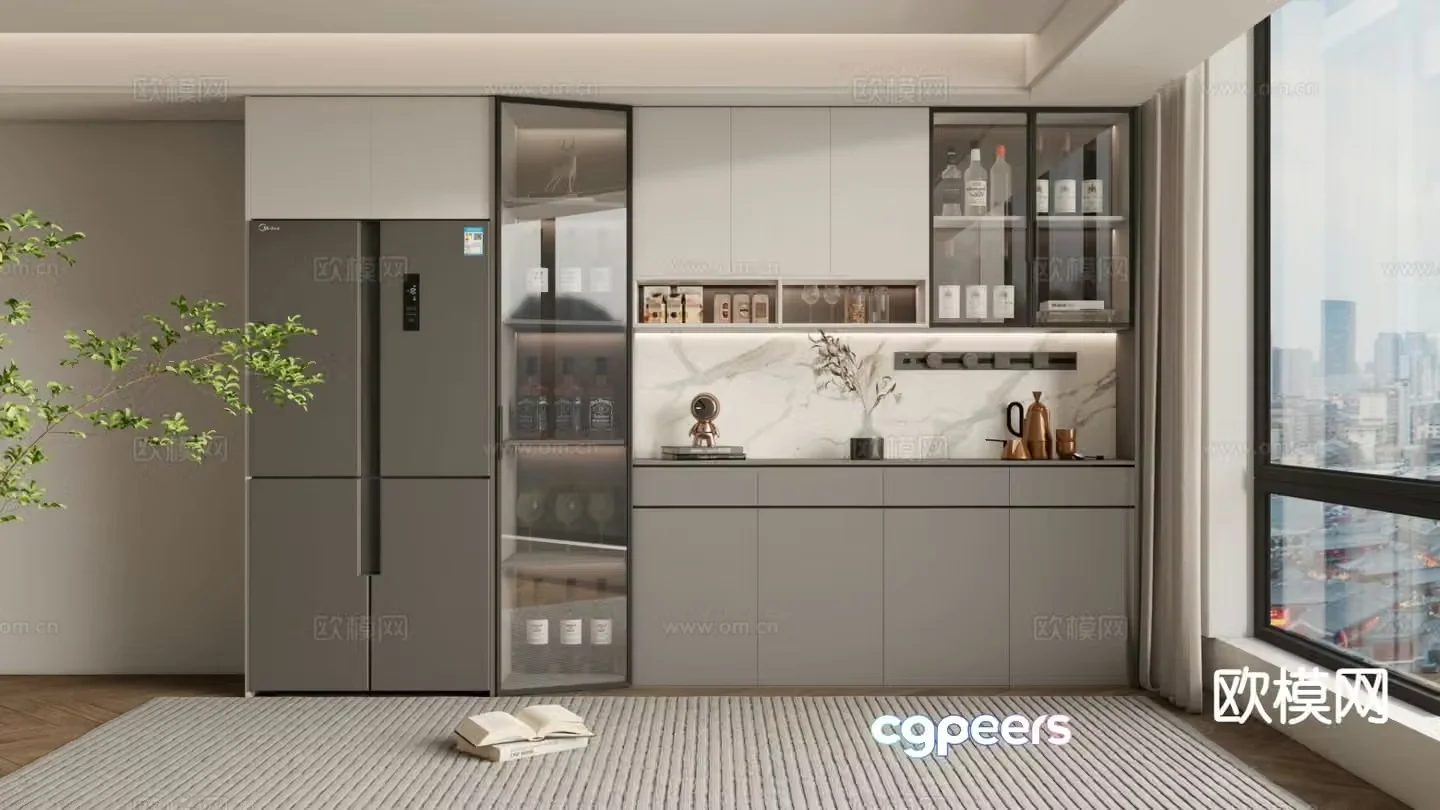 Modern sideboard wine cabinet refrigerator cabinet 3d model