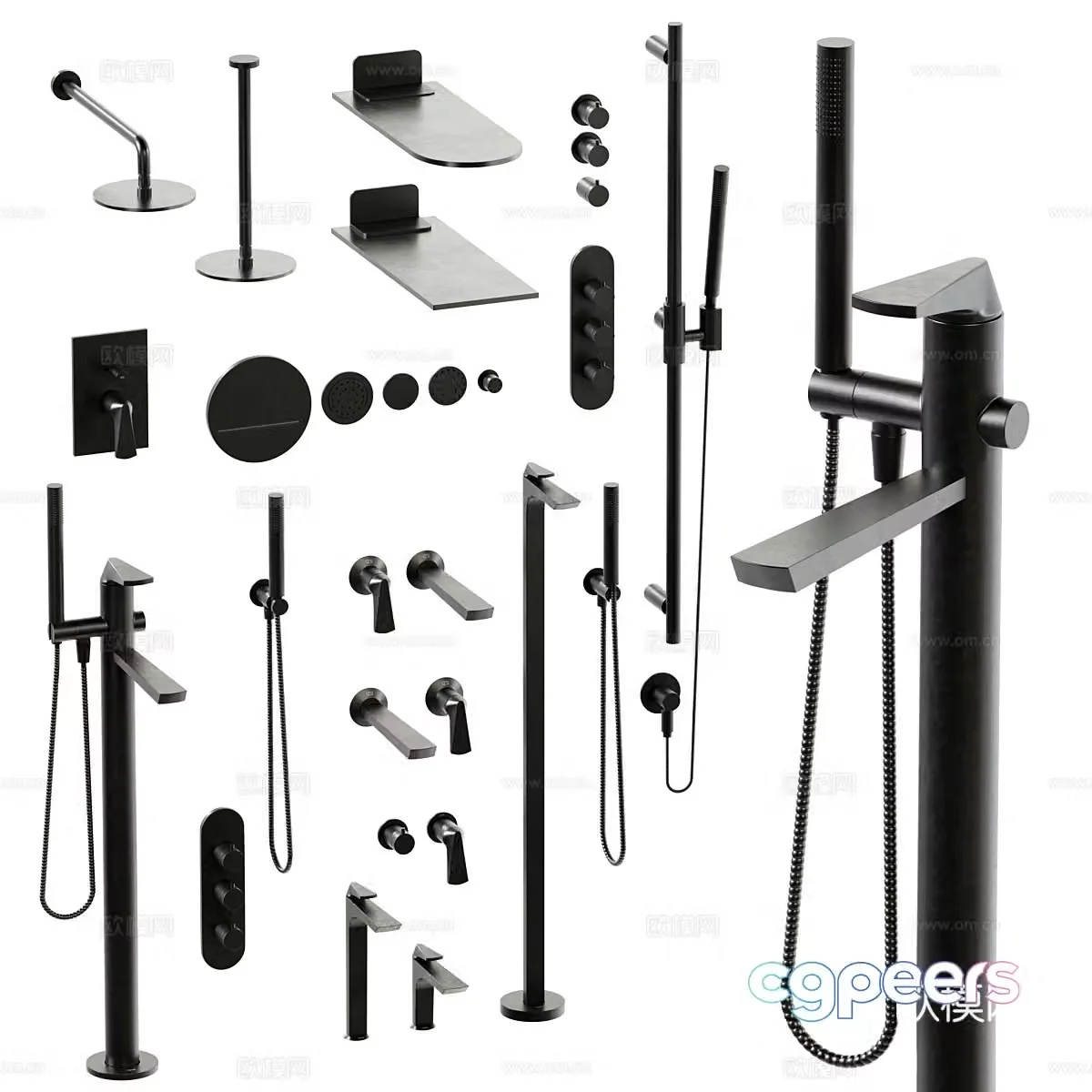 Modern Italian light luxury VENTAGLIO shower faucet 3D model