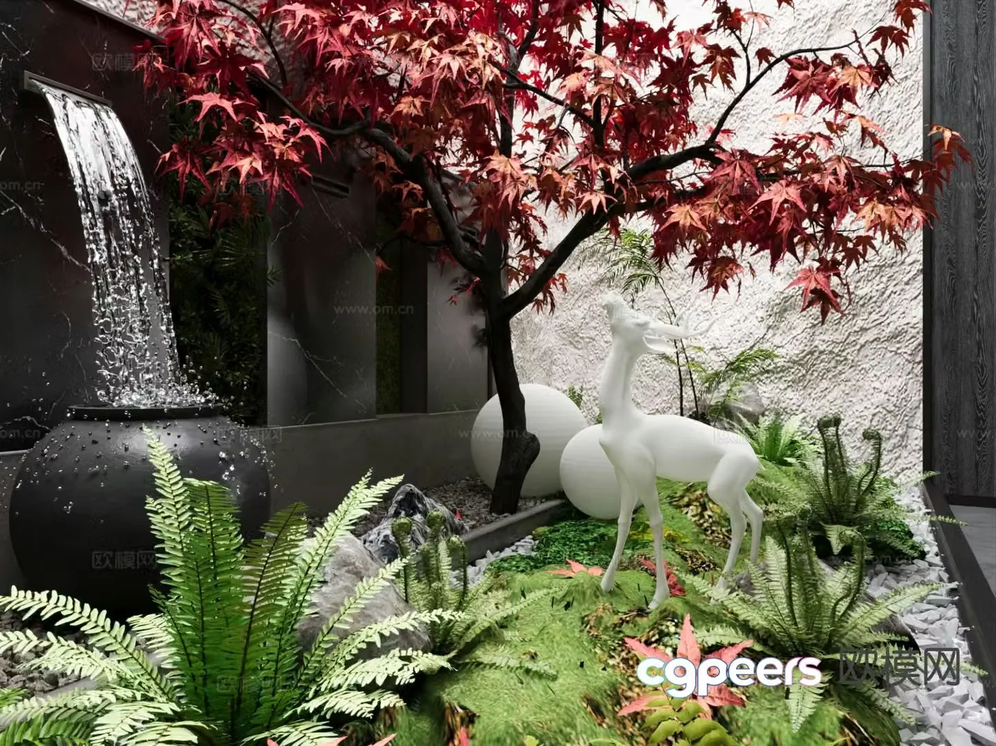 Modern interior landscape basement 3d model