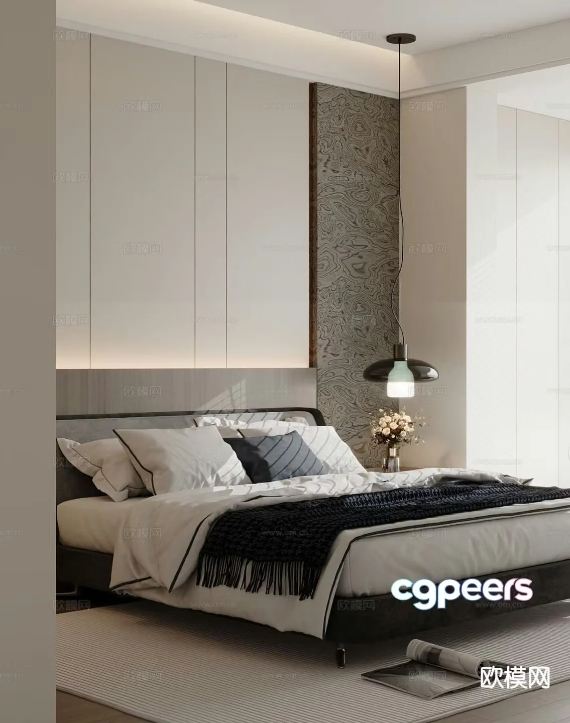 Modern double bed 3d model