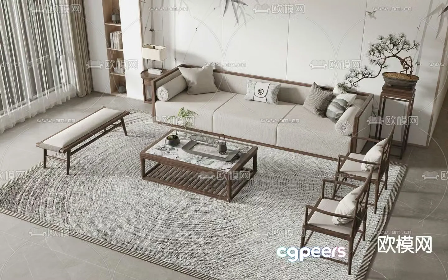 New Chinese style sofa set 3d model