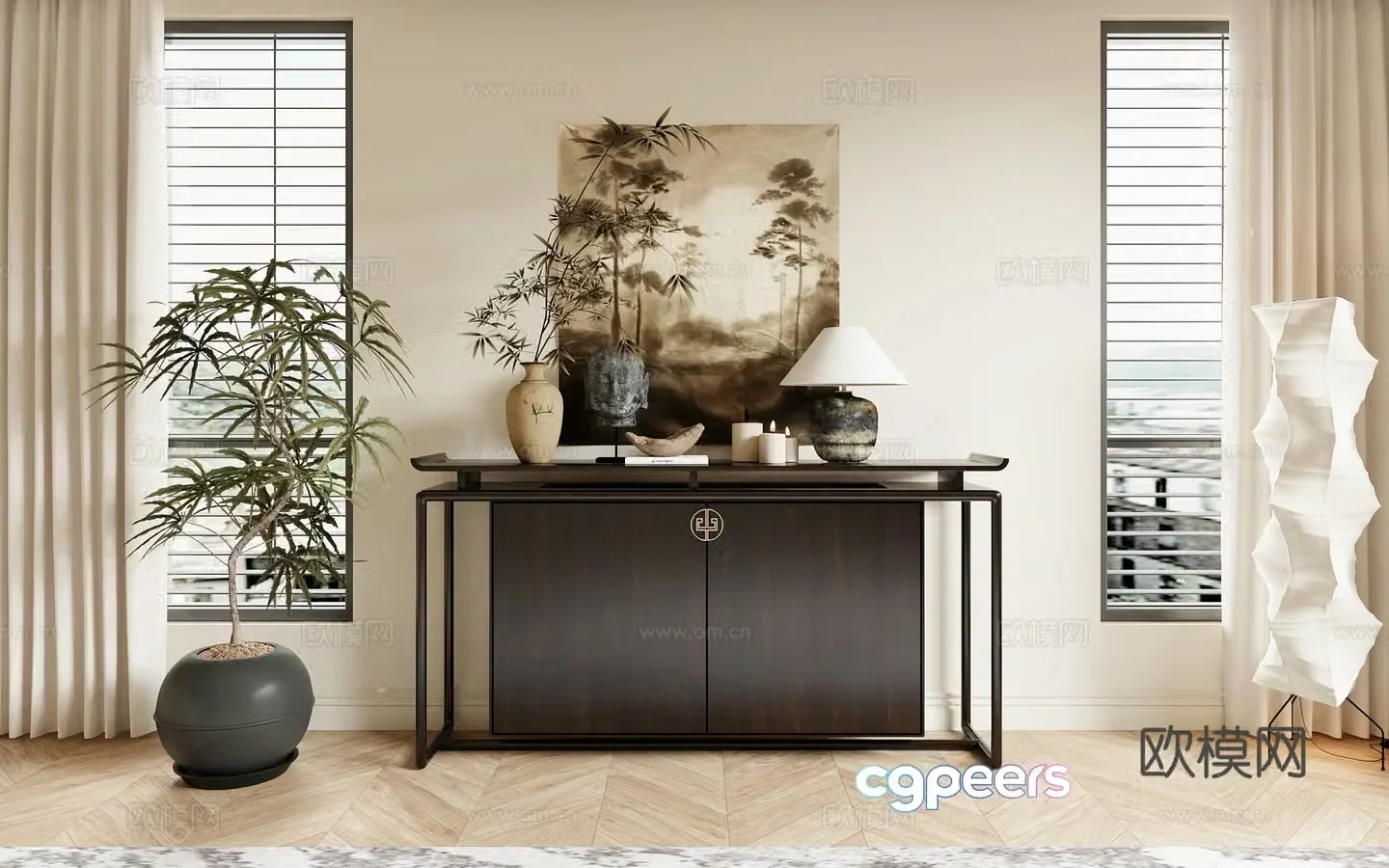 Song style side cabinet entrance cabinet 3D model
