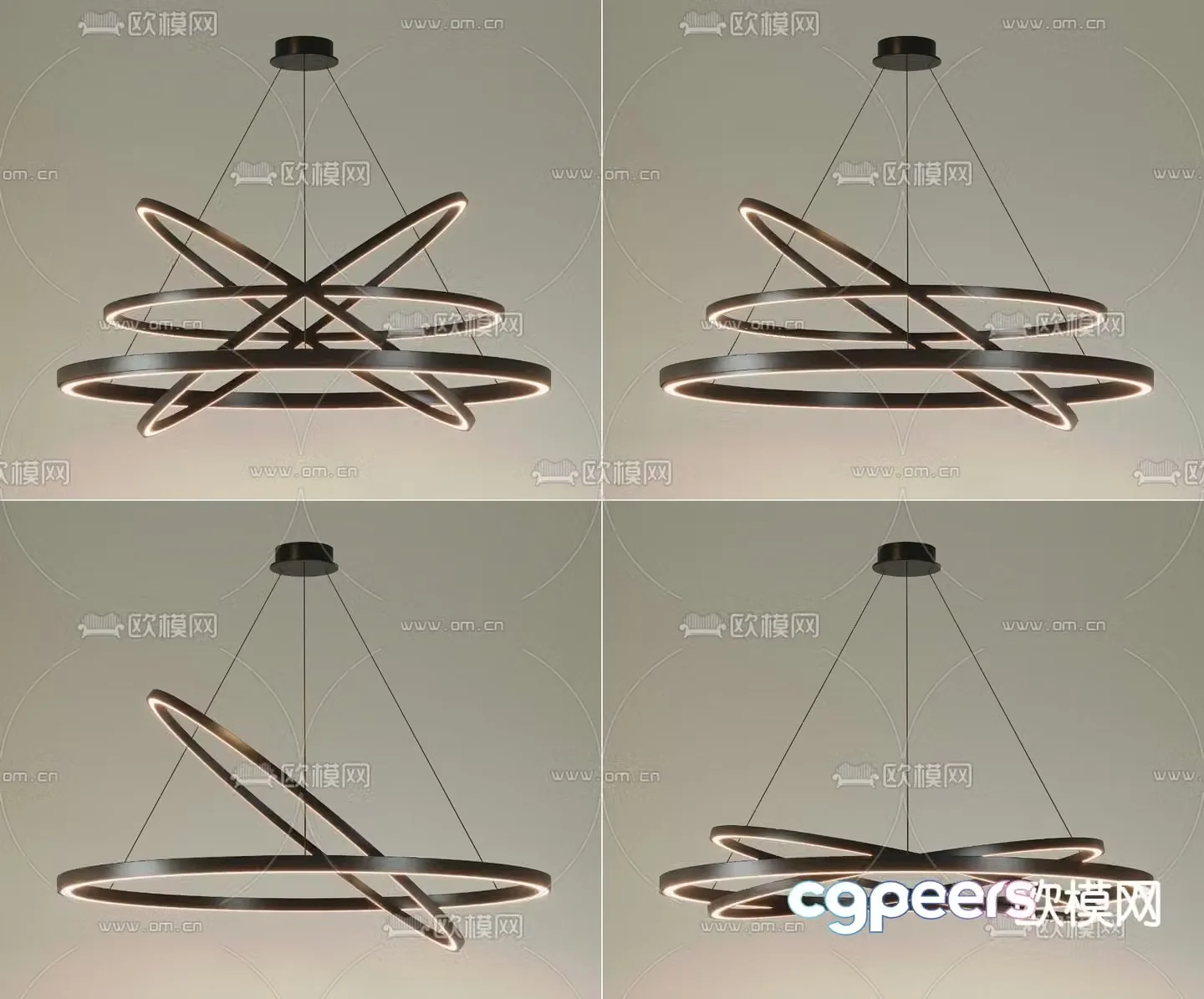 Creative chandelier ring chandelier 3d model