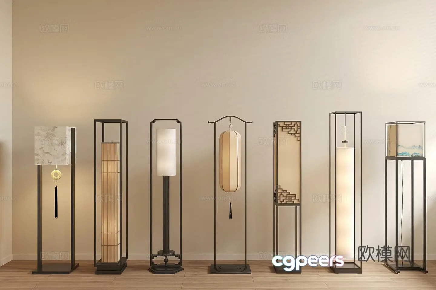 New Chinese style floor lamp lamp combination lamp lamp lighting art lamp lighting 3d model