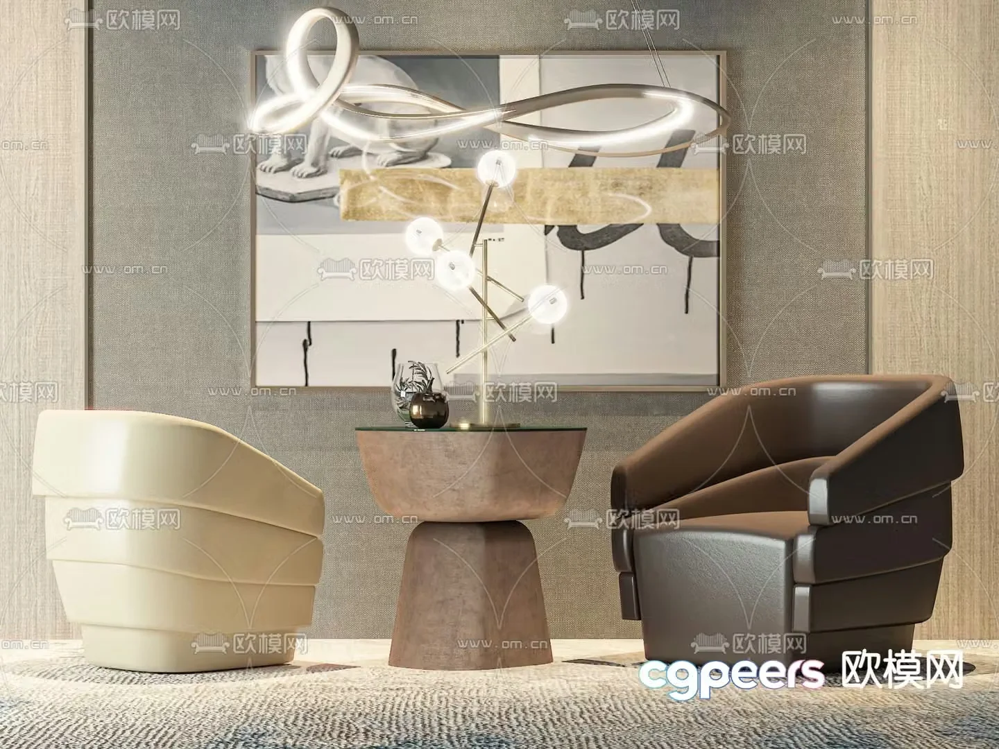 Single sofa leather sofa 3d model