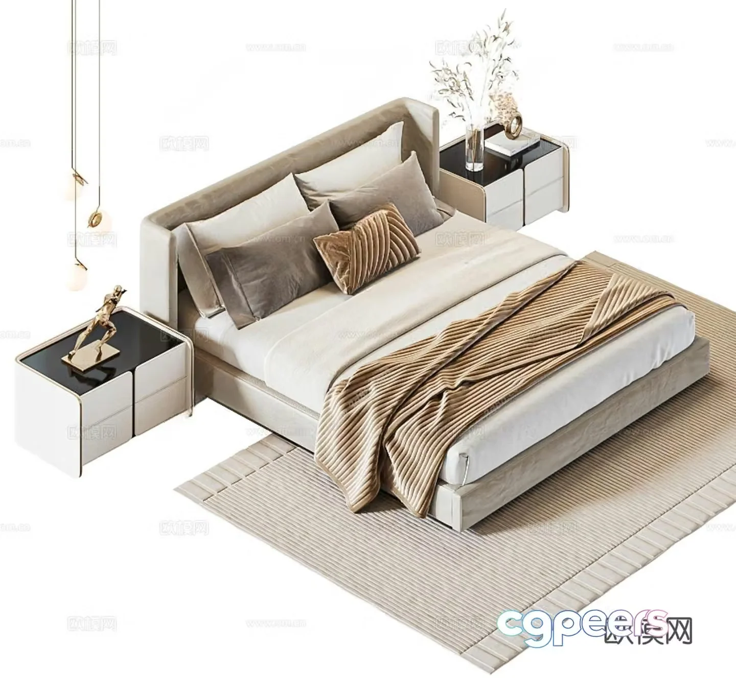 Modern double bed 3d model