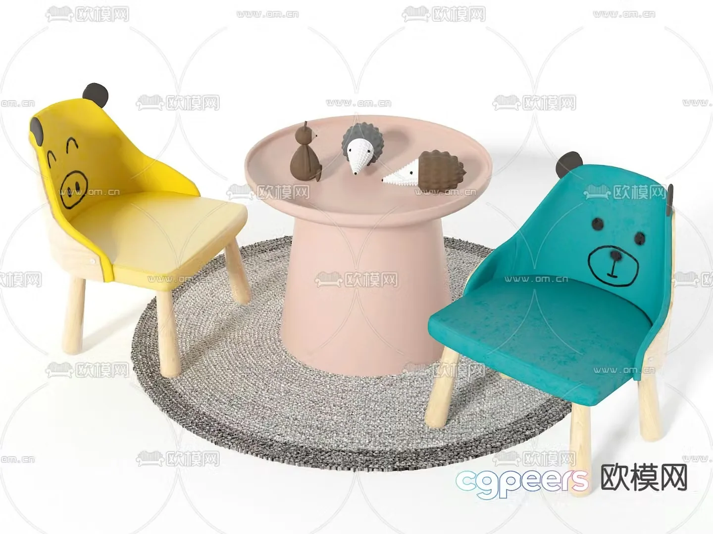 norlazy children’s table and chair 3d model