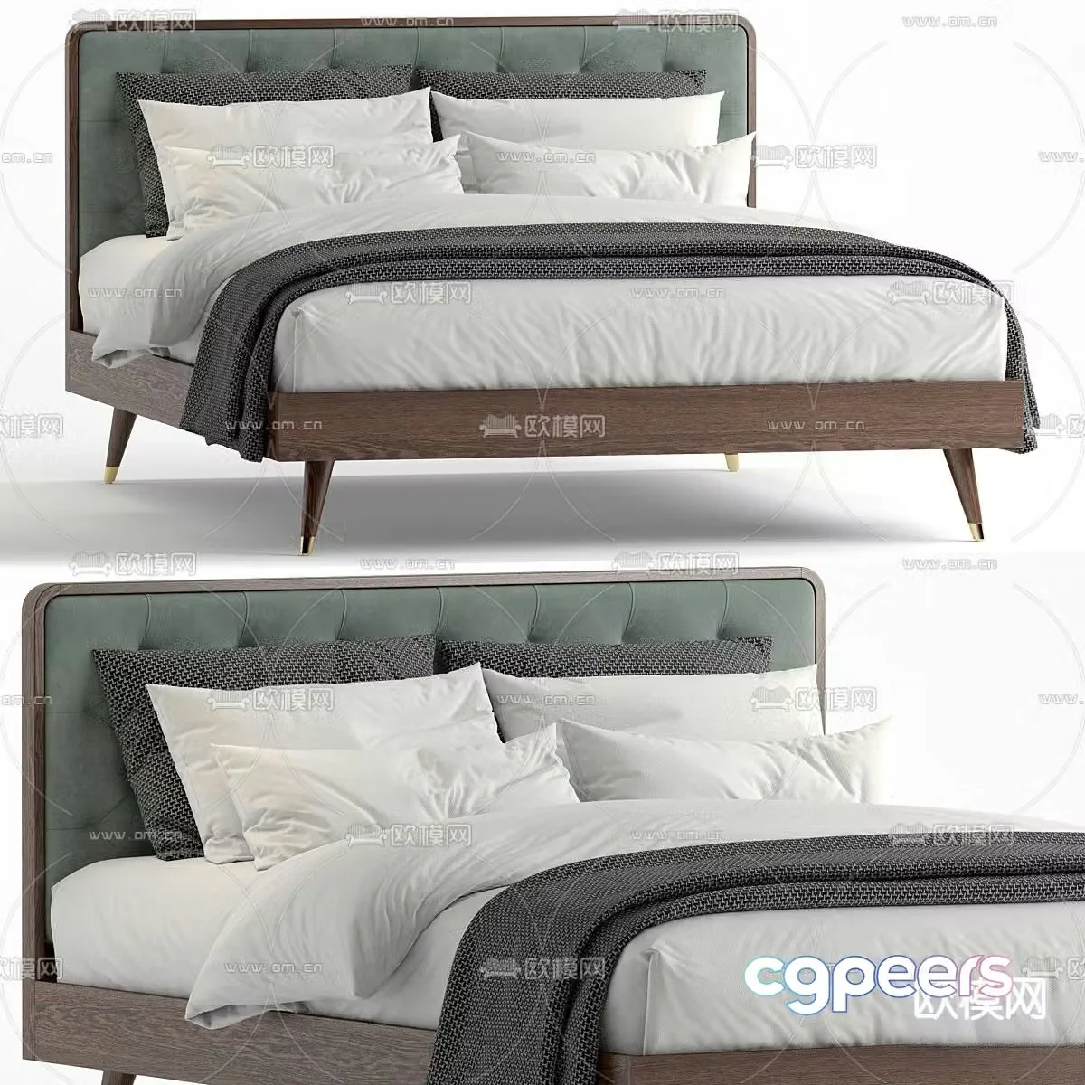Modern double bed 3d model