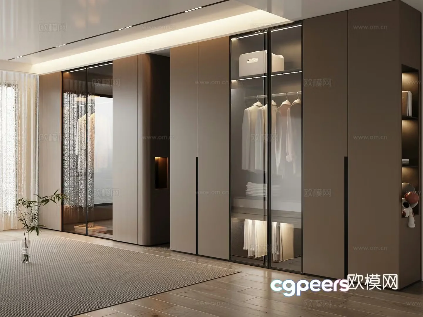 Italian style wardrobe glass wardrobe 3d model