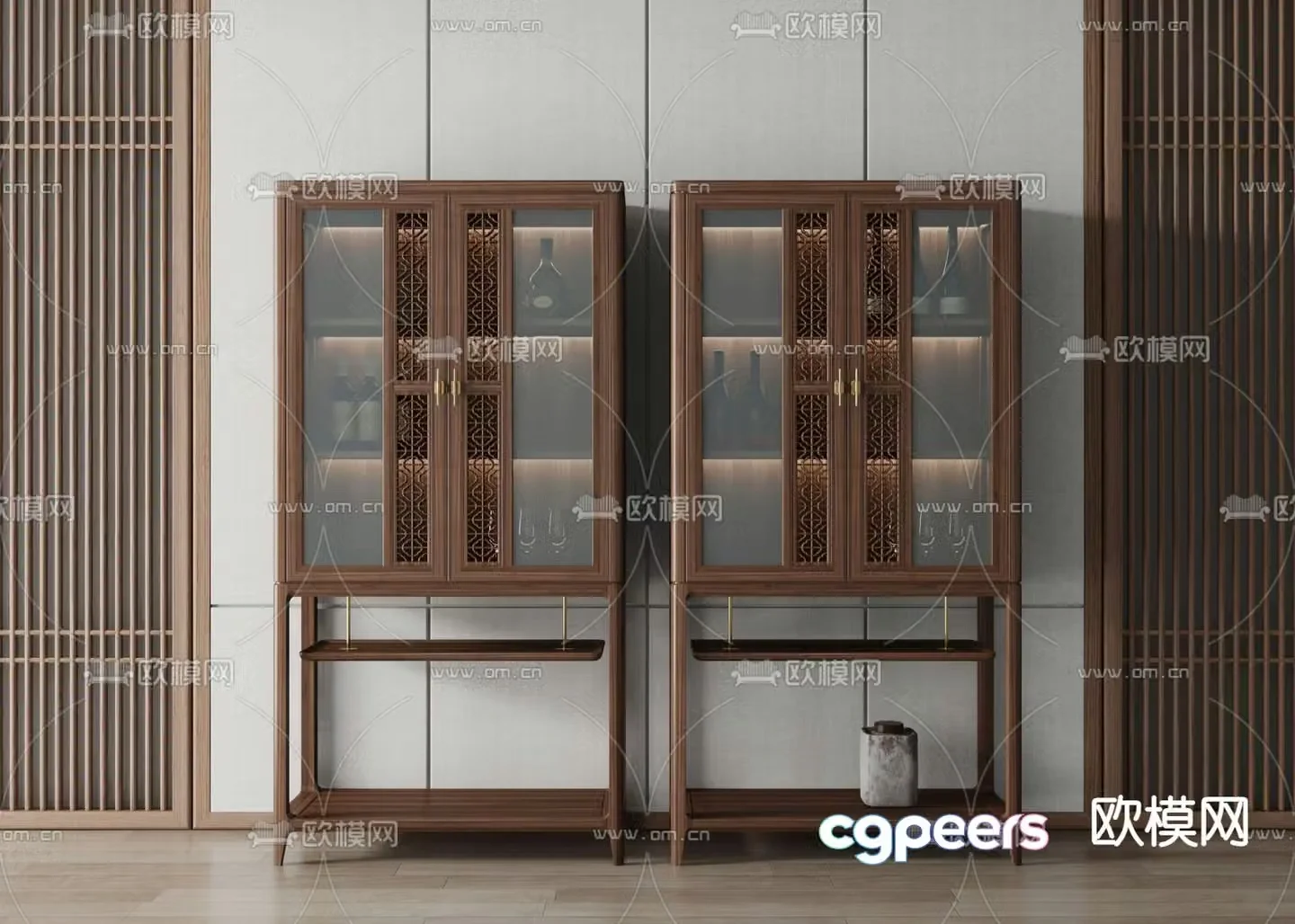 New Chinese style wine cabinet high cabinet 3D model