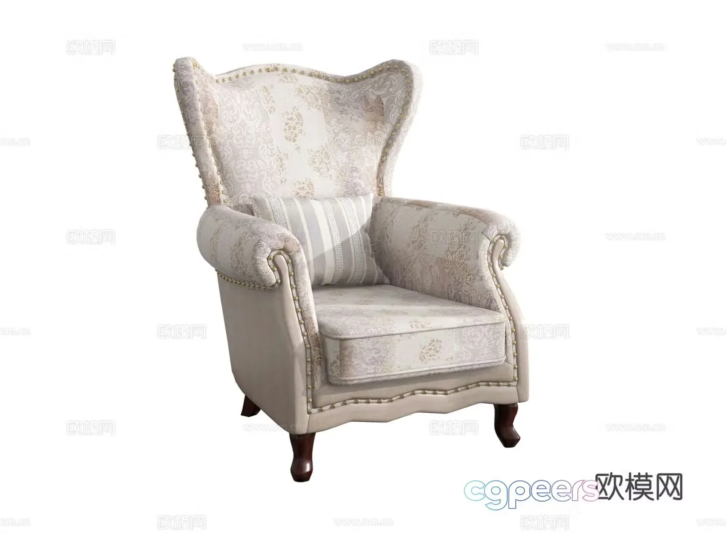 Simple European chair leisure chair 3d model