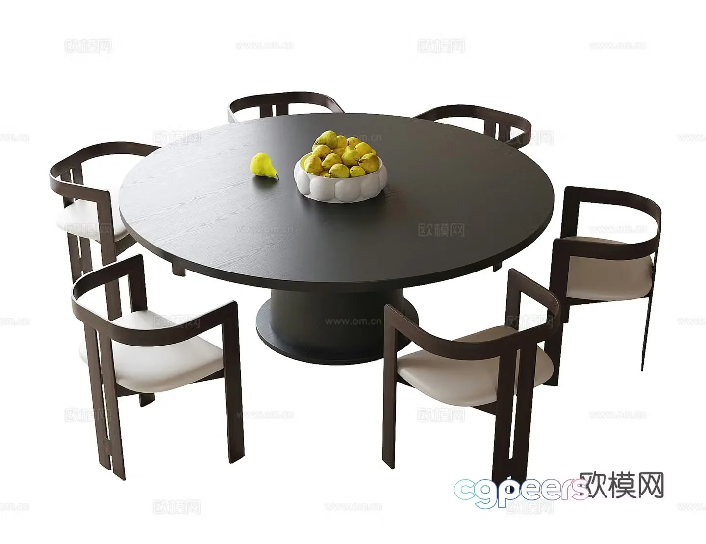 Modern dining table and chair Dining chair Single chair Round dining table 3D model