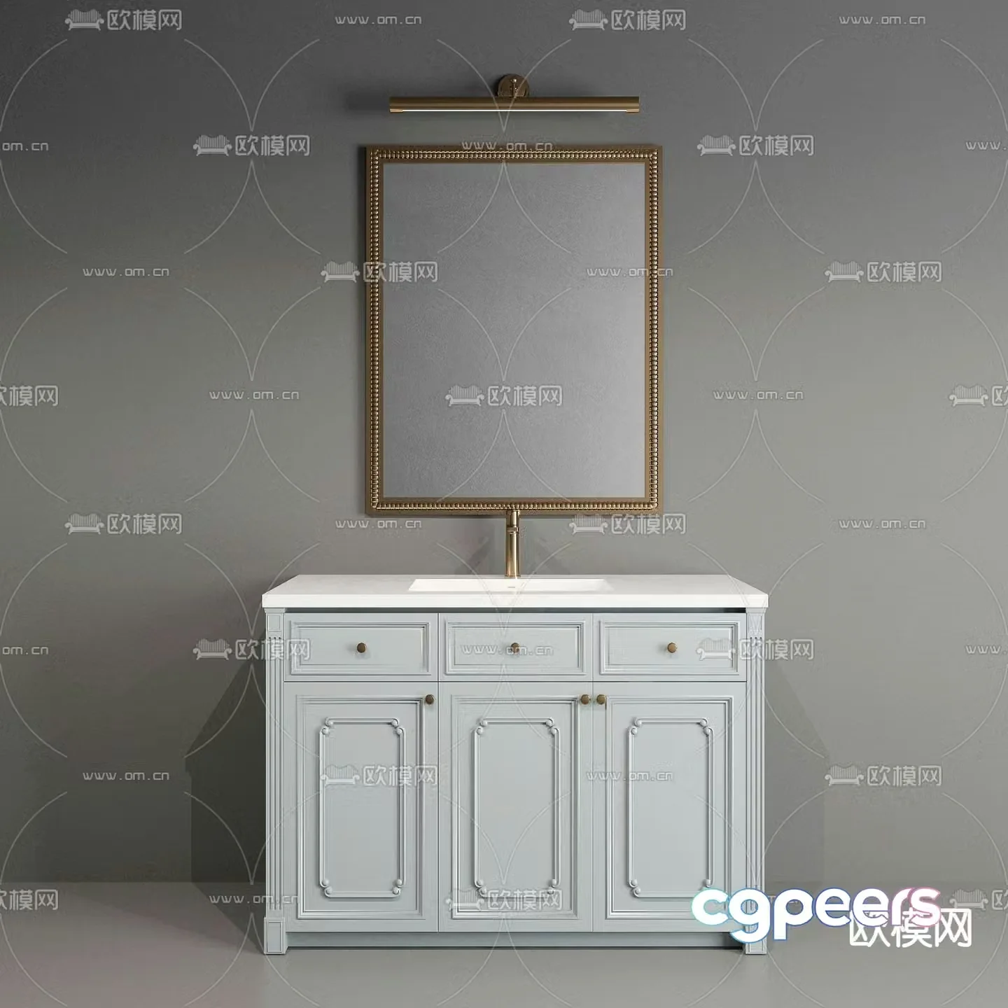 Simple European bathroom cabinet sink 3D model