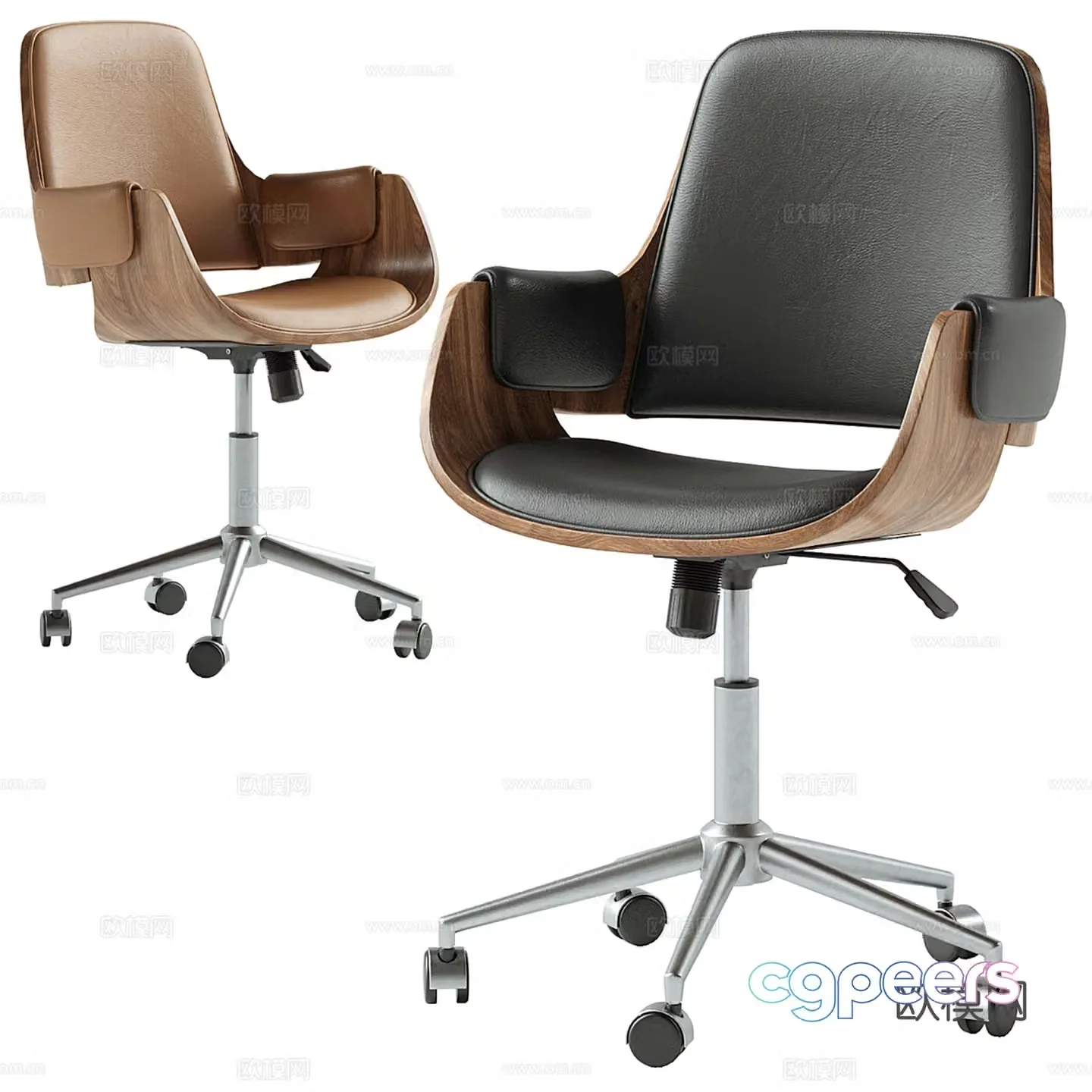 Modern leather office chair staff chair 3d model