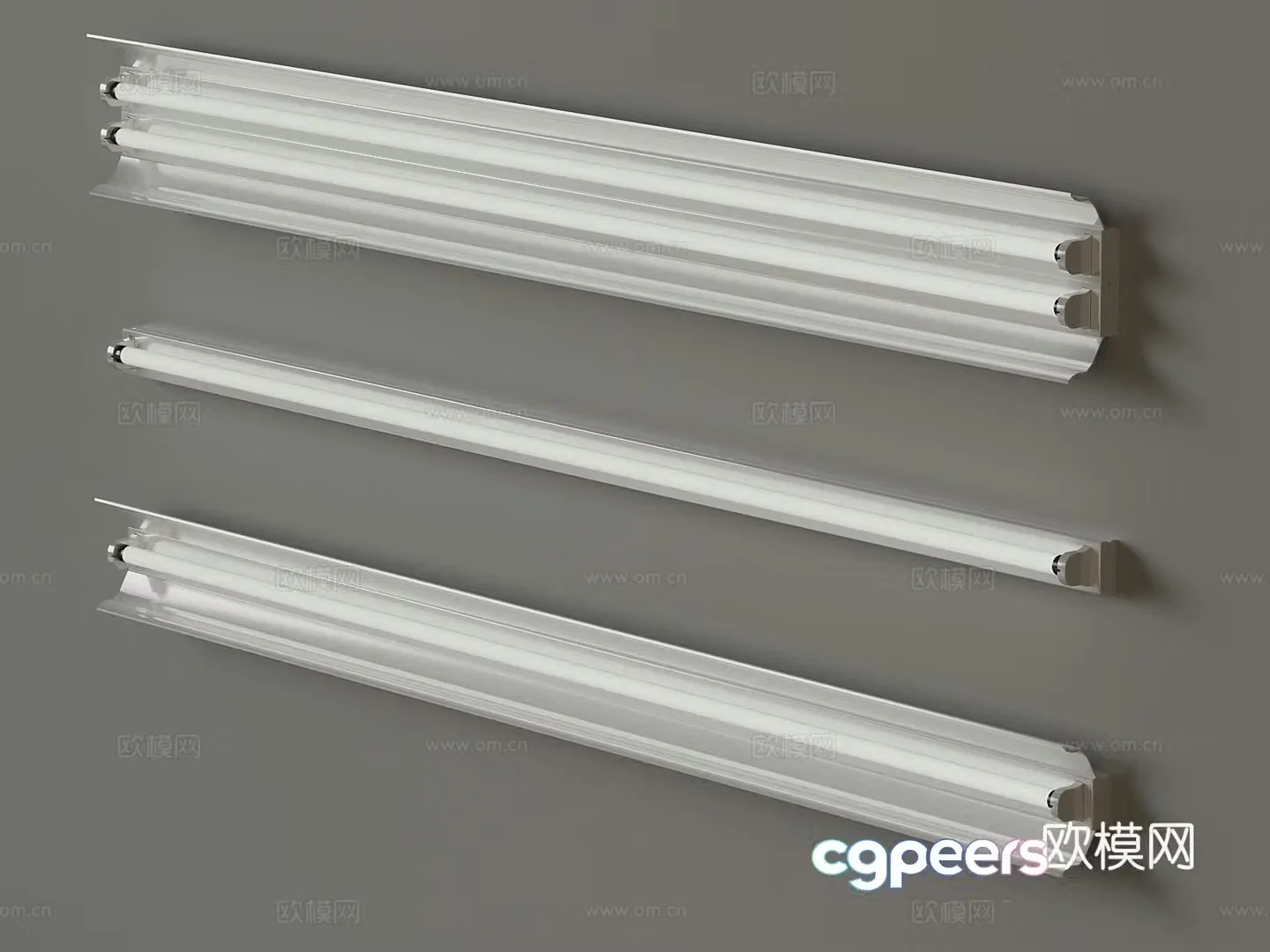 Industrial style LED fluorescent lamp long linear lamp 3d model