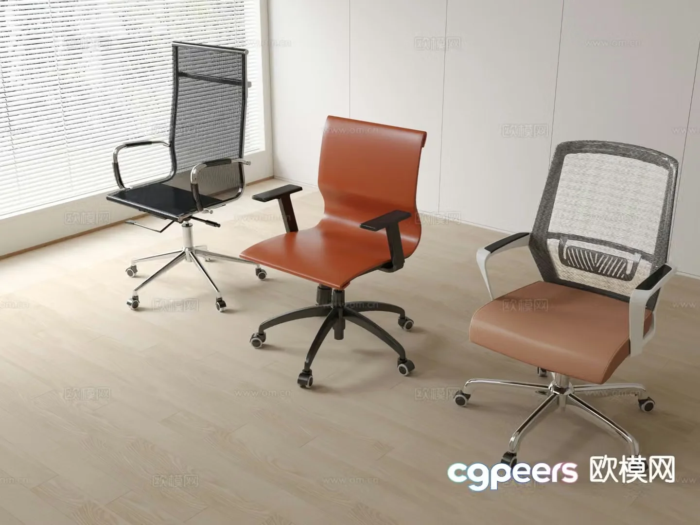 Leather office chair shift chair staff chair 3d model