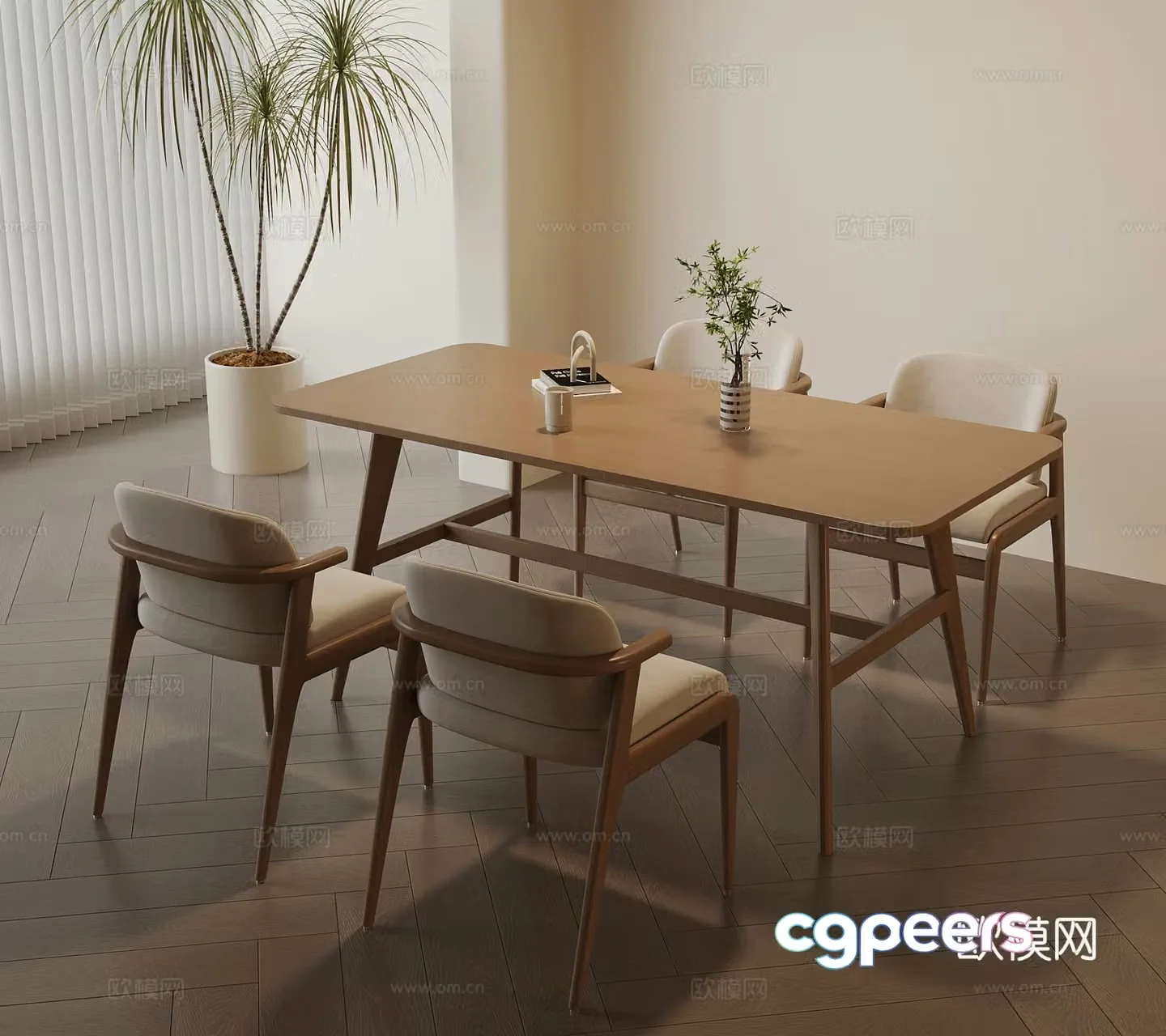 Modern Wasabi Style Dining Table Dining Chair 3D Model