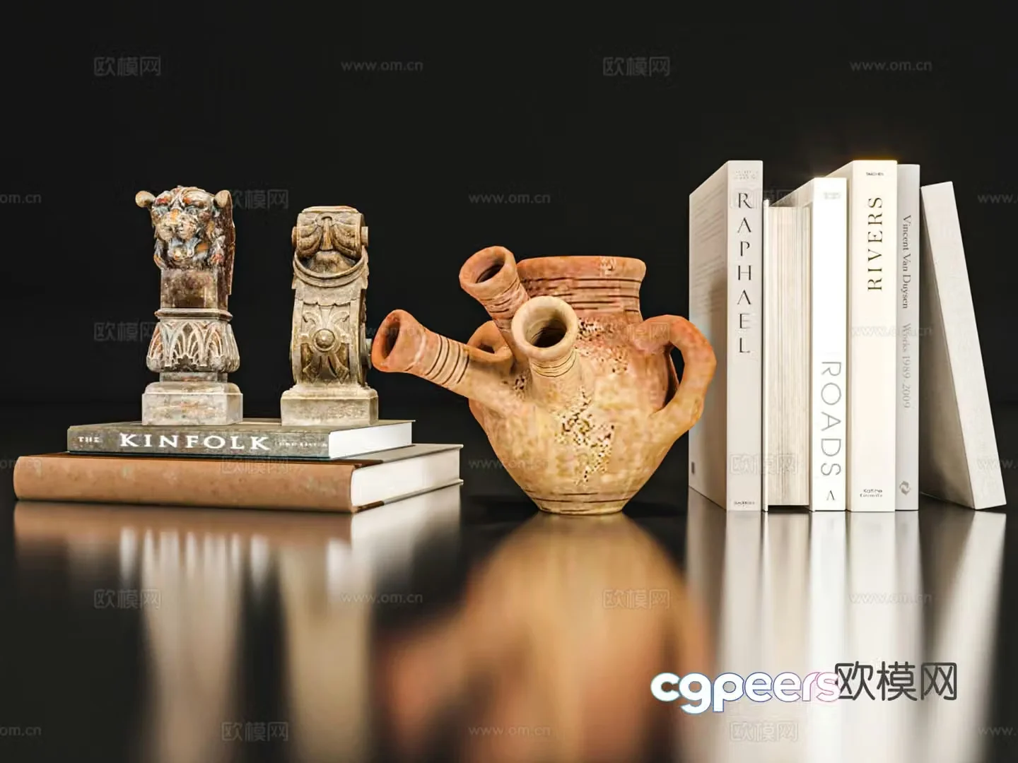 Ornaments books pottery pot 3D model